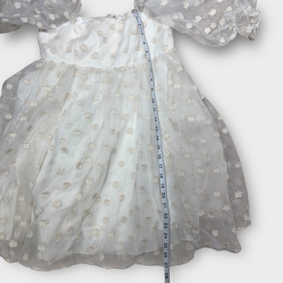 Storia 3-D Tiny Daisy Floral Baby Doll Mini Dress Small Puff Sleeve Romantic - Picture 7 of 10